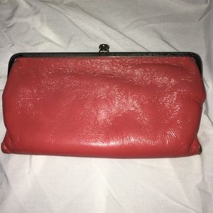 Hobo Lauren salmon colored patent leather wallet